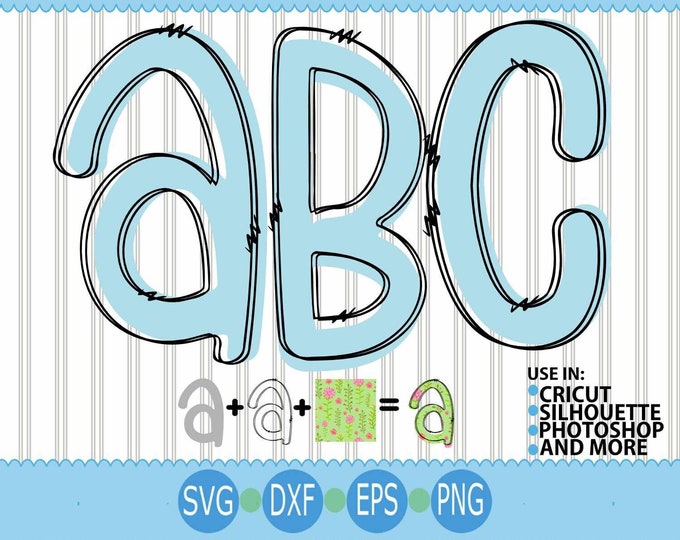 Doodle Alphabet SVG Bundle, Lower Case Doodle Letters, Hand-Drawn Font, Blank Doodle Alphabet, SVG, Eps Dxf Cut file Png Sublimation