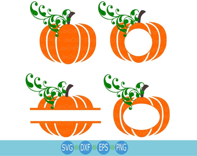 Pumpkin SVG Bundle, Fall Thanksgiving svg Monogram Frame set Svg, Dxf, Png, Eps set Cricut Silhouette Cutting Cut Files clipart Design