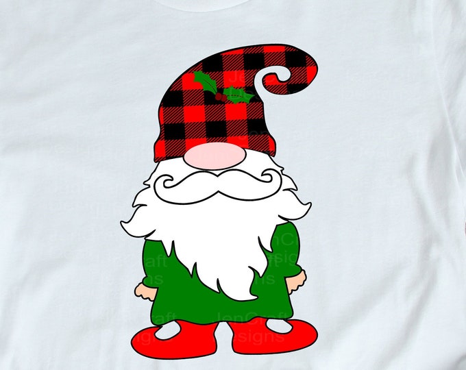 Plaid Gnome SVG Christmas SVG, Buffalo Plaid Christmas Elf Gnome Clipart, SVG Files Eps Dxf Png Cricut SIlhouette cut file svg design