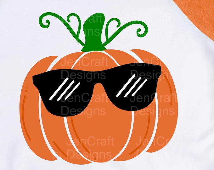 Pumpkin With sunglasses svg, boy Thanksgiving Design,Fall Cut File, Kids Halloween Saying, Shirt Quote, dxf eps png Silhouette Cricut