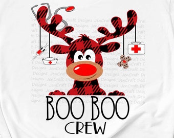 Boo Boo Crew Buffalo Plaid Moose SVG: Christmas First Aide Design (Digital Download)