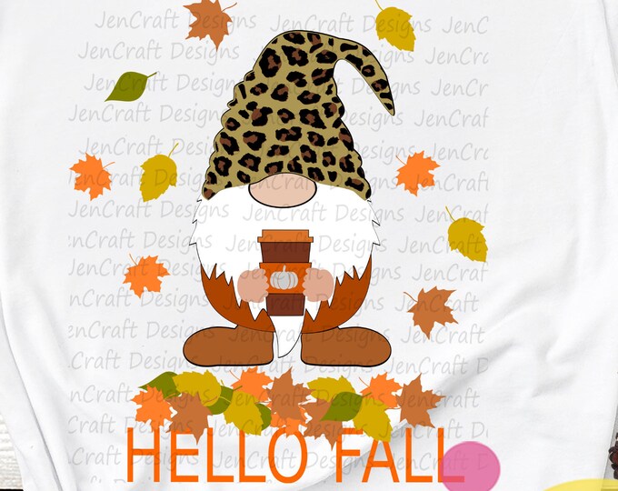 Fall Gnome svg, Hello fall svg, Pumpkin Spice, Gnome with pumpkin spice, Autumn Gnome, Fall Leaves Svg, fall svg eps dxf png