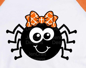 Halloween SVG, Cute Girl Spider with Bow SVG, Girl Haloween Design Trick or treat svg, eps, dxf, png cut files for Cricut, Silhouette