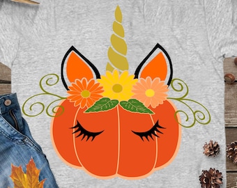 Pumpkin Unicorn svg, Unicorn svg, Halloween svg, pumpkin svg, pumpkin face svg, Fall Autumn DXF, Halloween unicorn, unicorn iron on design