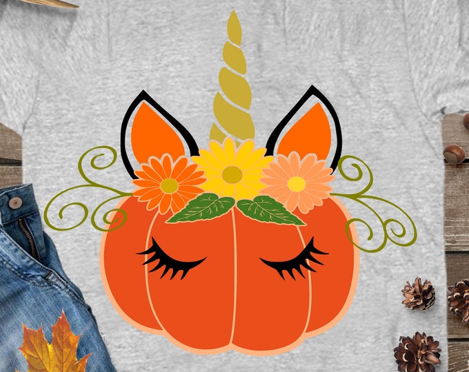 Pumpkin Unicorn svg, Unicorn svg, Halloween svg, pumpkin svg, pumpkin face svg, Fall Autumn DXF, Halloween unicorn, unicorn iron on design