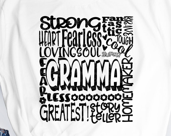 Gramma SVG, Grandmother SVG, typography word art, granny grandma Mothers day SVG, Eps, Dxf, Png  Cut File Sublimation Cricut Silhouette