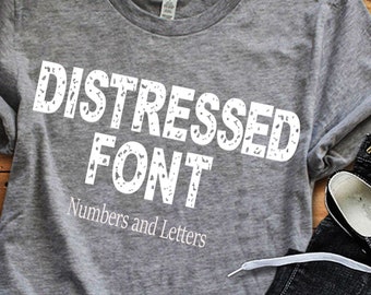Distressed font svg, grunge font, alphabet svg, Vintage font svg, monogram font numbers, distressed numbers svg, cricut, silhouette Eps Dxf
