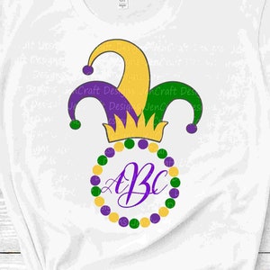 Mardi Gras svg monogramme cadre bouffon couronne gros mardi La Nouvelle-Orléans Svg découper Design cadre monogramme SVG EPS Png DXF, Cricut Silhouette