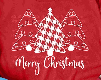 Plaid Christmas Tree SVG: Merry Christmas Shirt Design (Digital Download)