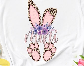 Cheetah Print Easter Bunny PNG: Floral Rabbit Clipart (Digital Design)