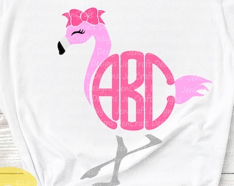 Flamingo Svg Summer SVG Monogram Frame Svg, Kids svg, Beach SVG, DXF, Eps, Png, designs for cricut Shirt Design girls svg Silhouette