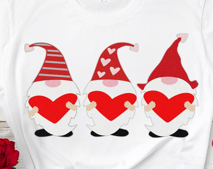 Valentine Gnome svg, 3 Gnomes Holding hearts svg, Valentine svg, Tomte, Nisse Valentines day girls valentine design, valentines day clipart