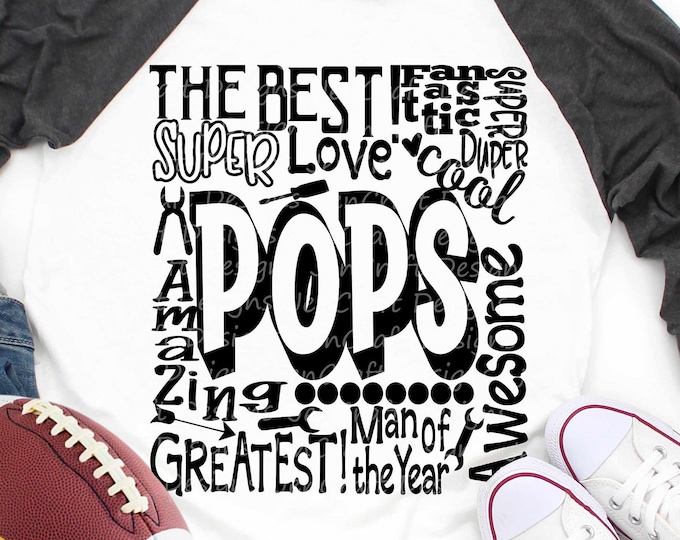 Pops SVG, Father's Day SVG, typography word art, Super Greatest Man of the year Sublimation - Cut File Shirt Design SVG, Eps, Dxf, Png