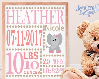 Girl Baby Birth Announcement SVG: Cut File Set with Fonts (Digital Cut Files)