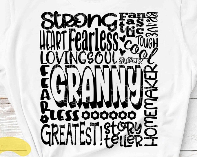 Granny SVG, Grandmother SVG, typography word art, granny grandma Mothers day Sublimation - Cut File Shirt Design SVG, Eps, Dxf, Png