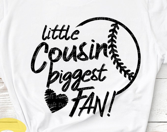 Little Cousin Svg, Baseball SVG Biggest Fan printable Sublimation shirt design Softball T ball Sport Team Sibling cut file brother shirt