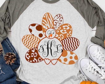 Layered Turkey SVG Monogram Frame Thanksgiving Cheetah Leopard Print Zebra stripe Chevon Cut file, Sublimation Print, SVG,EPS Png Dxf