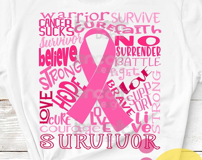 Breast Cancer Awareness Typography October, fight, pink, Hope, faith, believe Survivor SVG Digital Cutting FIle dxf svg eps-png Sublimation