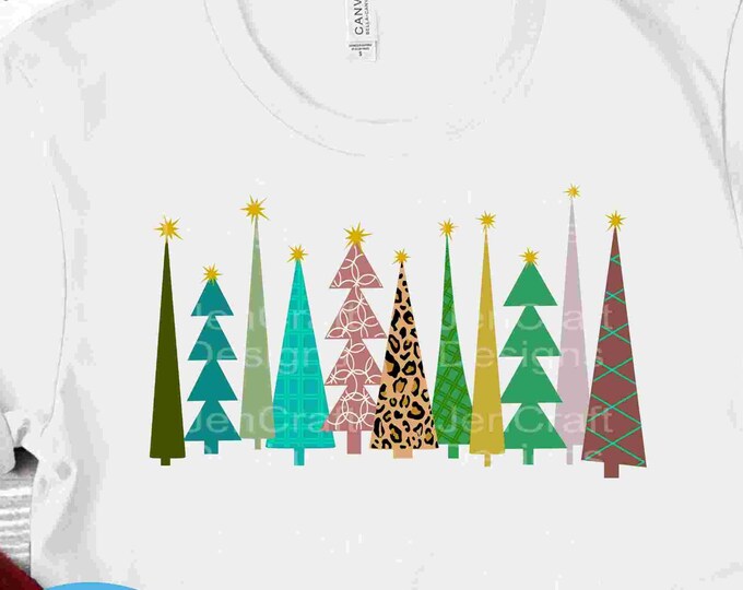Plaid Christmas Trees svg, Leopard Print Cheetah tree, Red Buffalo Plaid trees,Handrawn Svg Eps Dxf Png digital Cut files Cricut Silhouette