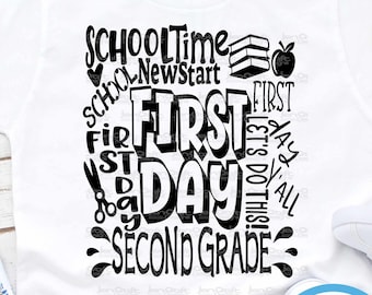 Second Grade Back to School SVG, First Day Typography (Digital Files)