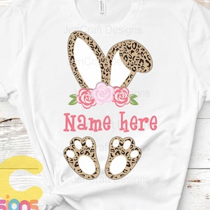 Easter svg, Floral Cheetah print bunny ears feet, Leopard print SVG, Eps, Dxf PNG Easter Leopard Rabbit sublimation digital design clipart