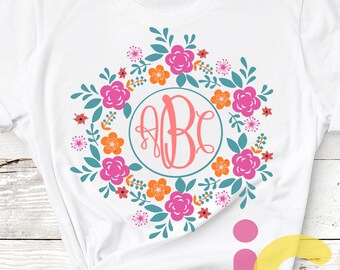 Mothers day svg Floral svg Wreath Monogram Frame svg mom svg Birthday SVG, DXF, EPS Png Vector Art Vinyl Digital Print Sublimation Cut Files