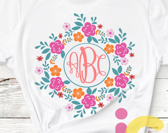 Mothers day svg Floral svg Wreath Monogram Frame svg mom svg Birthday SVG, DXF, EPS Png Vector Art Vinyl Digital Print Sublimation Cut Files
