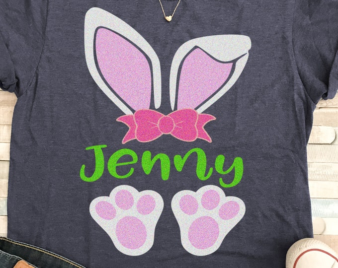 Easter Svg, Easter Bunny Svg, Girls Easter Shirt Design, Bunny Bow svg,  EPS, DXF, SVG, Png, Cricut, Silhouette clip art, bunny feet