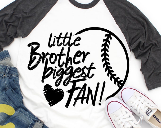 Little Brother Svg, Baseball SVG Biggest Fan printable Sublimation shirt design Softball T ball Sport Team Sibling cut file brother shirt