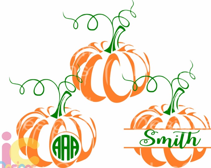 Pumpkin SVG Thanksgiving svg Monogram Frame Fall Design Cut Files, Cricut, Silhouette, Digital Cut Files svg dxf, eps, png designs