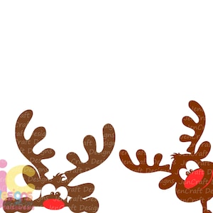 Weihnachten Rentier svg, Peeping Reindeer svg, EPS Png DXF, digitaler Download Silhouette Cricut, Vektor-Clip-Art-Grafik