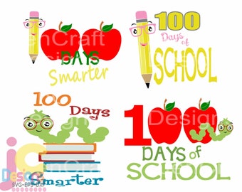 100 days of School svg 100th day of school svg School Days SVG EPS DXF Png Silhouette Cricut, Vector Art Vinyl Digital Design Cut Cut File