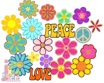 Retro Groovy Flower svg, Hippie Retro flowers 60s-70s png Peace Love Flower child power svg, eps eps, dxf sublimation png clipart