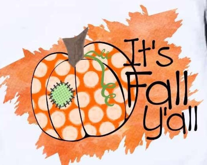 Polka Dot Pumpkin Its Fall Y'all png, Pumpkin png, Thanksgiving png files for Sublimation printable colorful pumpkin, watercolor pumpkin png