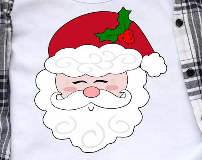 Santa Face SVG, Santa Svg, Christmas SVG,Santa Claus SVG, Santa Claus Face Svg, Kids Christmas Svg, Santa Clipart Svg, Dxf, Eps, Png