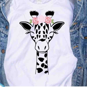 Giraffe Svg, Giraffe face svg, Giraffe head svg, Cute Giraffe face svg, floral kids design cut file for cricut Silhouette Svg, Eps, Dxf, Png