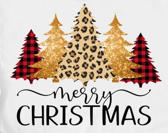 Christmas Trees Sublimation Design: Leopard, Cheetah, Buffalo Plaid (PNG)
