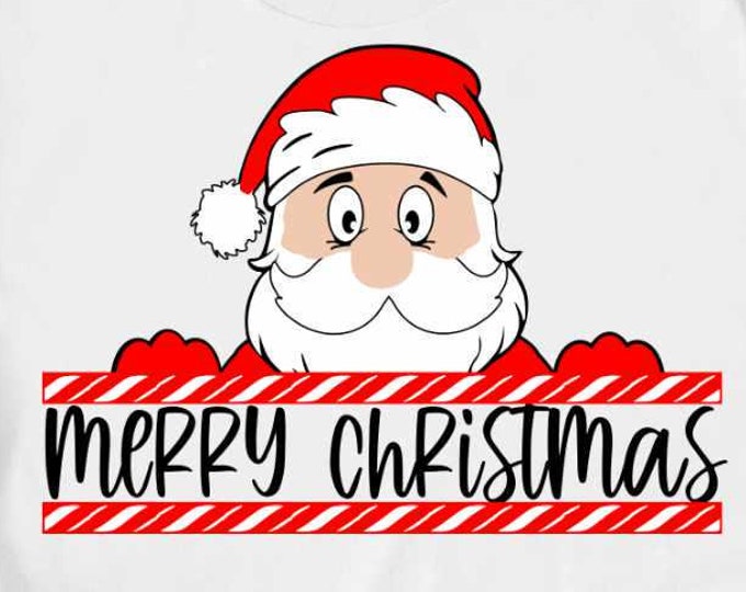 Merry Christmas Peeping Santa SVG, EPS Png DXF, digital download Silhouette Cricut, vector Clip Art graphics Sublimation