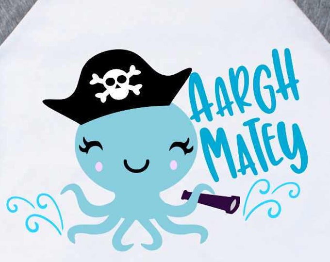 Octopus SVG, Argh Matey Pirate shirt design, Summer Ocean Cut file Instant download t shirt design, Svg, Eps, dxf, Png Cricut, Silhouette