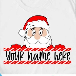 Santa Svg, Peeping Christmas Split Monogram Frame SVG, EPS Png DXF, digital download Silhouette Cricut, vector Clip Art graphics Sublimation