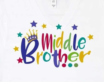 Middle Brother SVG, Matching sibling svg, Big, Middle, Little, Baby Bro svg File for Cricut, Silhouette svg, eps, dxf, png cut files