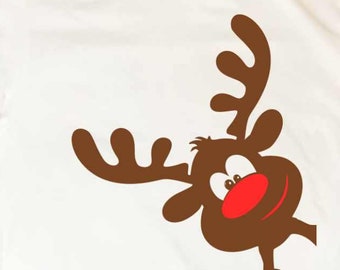 Christmas Reindeer Peeking SVG, Vector Clip Art (Digital Download)