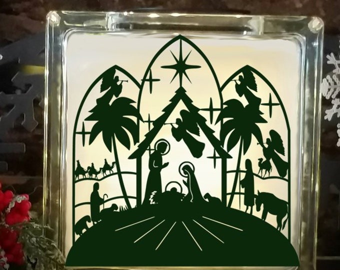 Christmas Nativity SVG,  Manger baby jesus 3 wise men Christ Mary glass block design Svg, EPS Png DXF Cut file design cricut silhouette