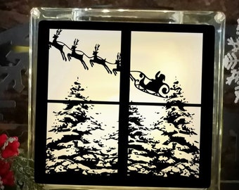 Santa Scene SVG File: Christmas Glass Block Cutting File (Digital Download)