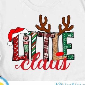 Little Claus Png, Baby Png Design Natalizio per Neonati, Design Maglietta Regali, Sublimazione per Bambini png, Magliette abbinate per Natale in Famiglia Png