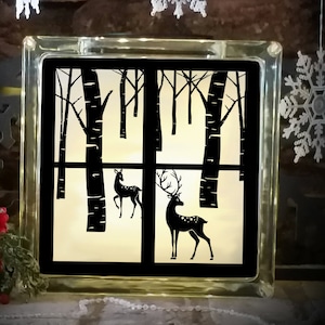 Reindeer Svg Christmas Winter Scene svg  Glass Block design, woods SVG,EPS Png DXF for Silhouette Cricut, Vinyl Cutting Machines Buck Doe