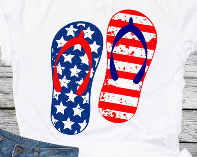 Distressed American flag Flip Flops USA 4th of July svg, Fourth of July Memorial Day Cricut Silhouette, Die Cut Machines. Svg, Dxf, Eps, Png