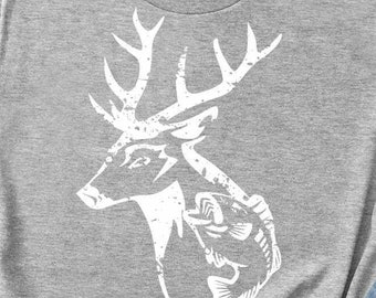 Distressed Deer svg Fish Grunge Hunting Fishing svg, Faters day Dad Deer svg, Fish svg, eps, dxf and PNG Fishing svg for Cricut Silhouette