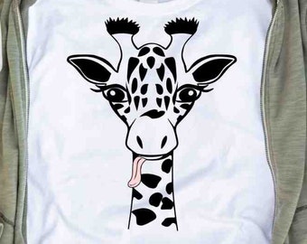 Giraffe Svg, Giraffe face svg, Silly Cute Giraffe head svg, Cute Giraffe face svg kids design cut file for cricut Silhouette Svg Eps Dxf Png