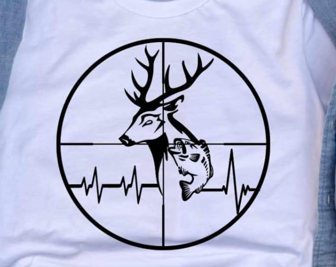 Hunting Fishing Deer Fish gun sight crosshairs Dad Hunter Fisherman fathers day svg Buck Svg Png Eps Dxf laser Cricut Silhouette sublimation